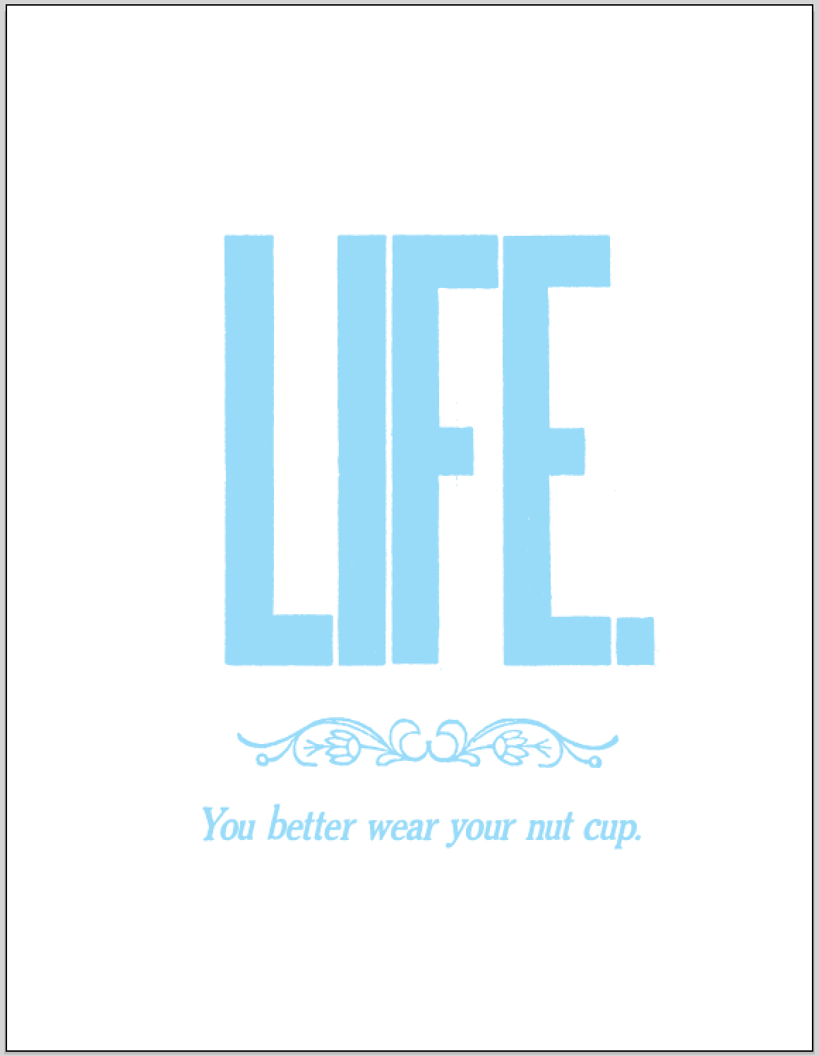 *LIFE.You better wear a nut cup